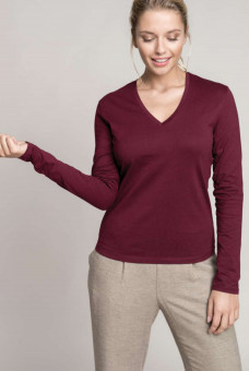 KA382 LADIES' LONG-SLEEVED V-NECK T-SHIRT