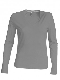 KA382 LADIES' LONG-SLEEVED V-NECK T-SHIRT