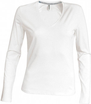 KA382 LADIES' LONG-SLEEVED V-NECK T-SHIRT