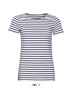 SO01399 SOL'S MILES WOMEN - ROUND NECK STRIPED T-SHIRT