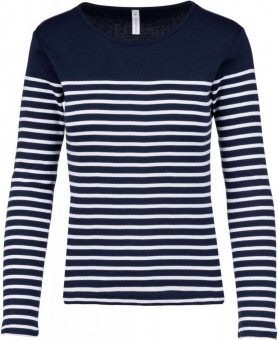 KA386 LADIES’ LONG-SLEEVED BRETON STRIPE TOP