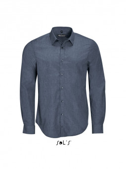 SO01428 SOL'S BARNET MEN - LONG SLEEVE HEATHER POPLIN SHIRT