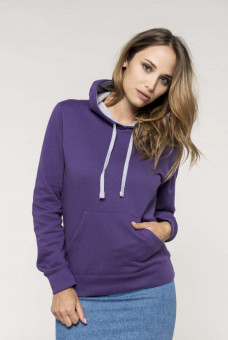 KA465 LADIES’ CONTRAST HOODED SWEATSHIRT