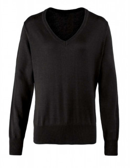 PR696 WOMEN'S KNITTED V-NECK SWEATER