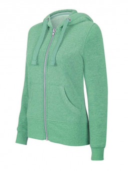 KA461 LADIES' MELANGE FULL ZIP HOODED SWEATSHIRT