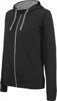 KA467 LADIES’ CONTRAST HOODED FULL ZIP SWEATSHIRT