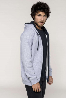 KA466 MEN'S CONTRAST HOODED FULL ZIP SWEATSHIRT