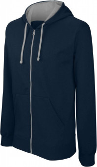 KA466 MEN'S CONTRAST HOODED FULL ZIP SWEATSHIRT