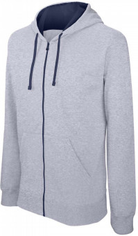 KA466 MEN'S CONTRAST HOODED FULL ZIP SWEATSHIRT