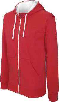 KA466 MEN'S CONTRAST HOODED FULL ZIP SWEATSHIRT