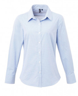 PR320 WOMEN'S LONG SLEEVE GINGHAM MICROCHECK SHIRT