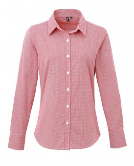 PR320 WOMEN'S LONG SLEEVE GINGHAM MICROCHECK SHIRT