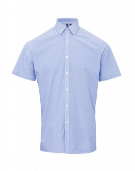 PR221 MEN'S SHORT SLEEVE GINGHAM COTTON MICROCHECK SHIRT