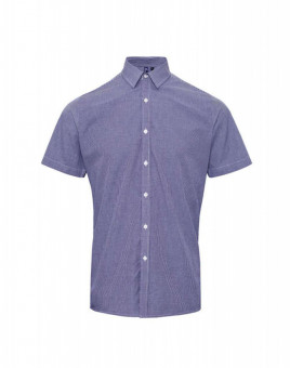 PR221 MEN'S SHORT SLEEVE GINGHAM COTTON MICROCHECK SHIRT