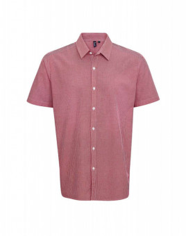 PR221 MEN'S SHORT SLEEVE GINGHAM COTTON MICROCHECK SHIRT