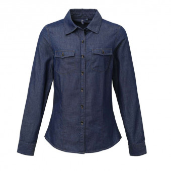 PR322 WOMEN'S JEANS STITCH DENIM SHIRT