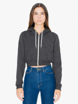 AAF397 WOMEN'S FLEX FLEECE CROPPED ZIP HOODED SWEATSHIRT