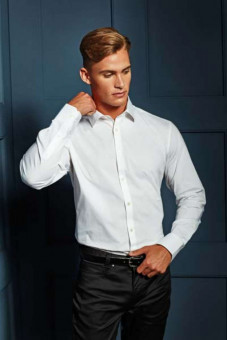 PR244 MEN'S STRETCH-FIT COTTON POPLIN LONG SLEEVE SHIRT