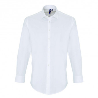 PR244 MEN'S STRETCH-FIT COTTON POPLIN LONG SLEEVE SHIRT