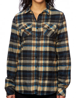 Women`s Woven Plaid Flannel Shirt