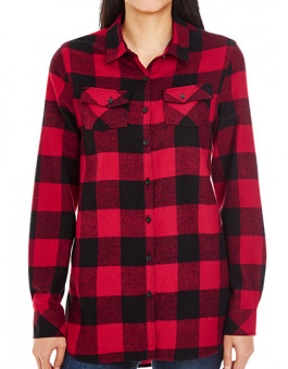 Women`s Woven Plaid Flannel Shirt