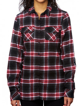 Women`s Woven Plaid Flannel Shirt