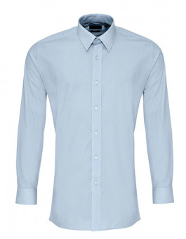 Men`s Long Sleeve Fitted Poplin Shirt