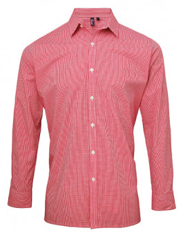 Men`s Microcheck (Gingham) Long Sleeve Cotton Shirt