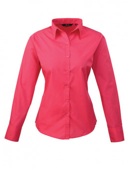 Ladies` Poplin Long Sleeve Blouse