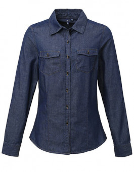 Ladies` Jeans Stitch Denim Shirt