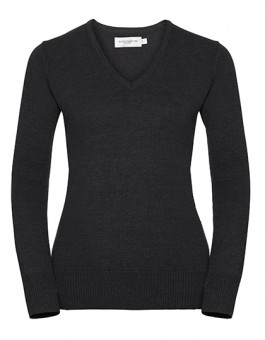Ladies` V-Neck Knitted Pullover