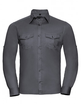 Men`s Roll Long Sleeve Fitted Twill Shirt