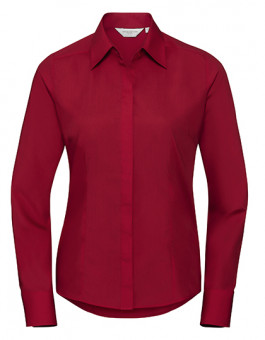 Ladies` Long Sleeve Fitted Polycotton Poplin Shirt