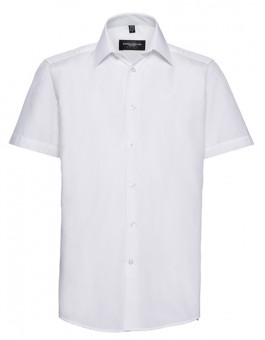 Men`s Short Sleeve Tailored Polycotton Poplin Shirt