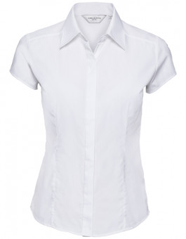 Ladies` Cap Sleeve Fitted Polycotton Poplin Shirt