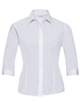 Ladies` 3/4 Sleeve Fitted Polycotton Poplin Shirt